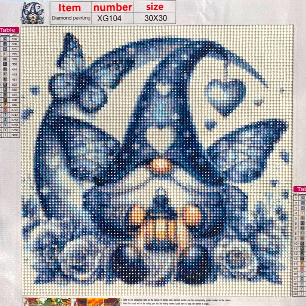 Fairy Gnome with Lantern & Moon Diamond Dot Art Picture Painting